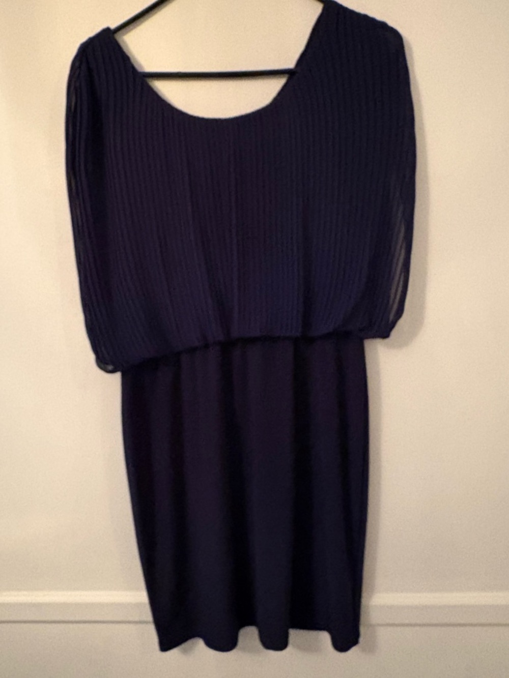 Last Tango Open Sleeve Pleated Dress -Navy Blue- Sz M
